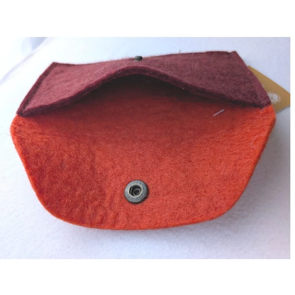 Fibres of Life Felted Wool Envelope Pouch Fair Trade Snap Closure Wallet Case 3
